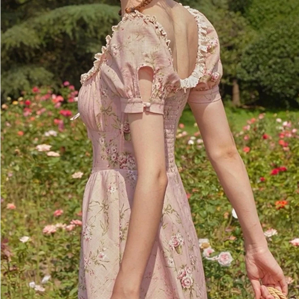 Lacemade Romantic Pink Floral Rosa Rubus Story Corset Dress - Picture 2 of 8